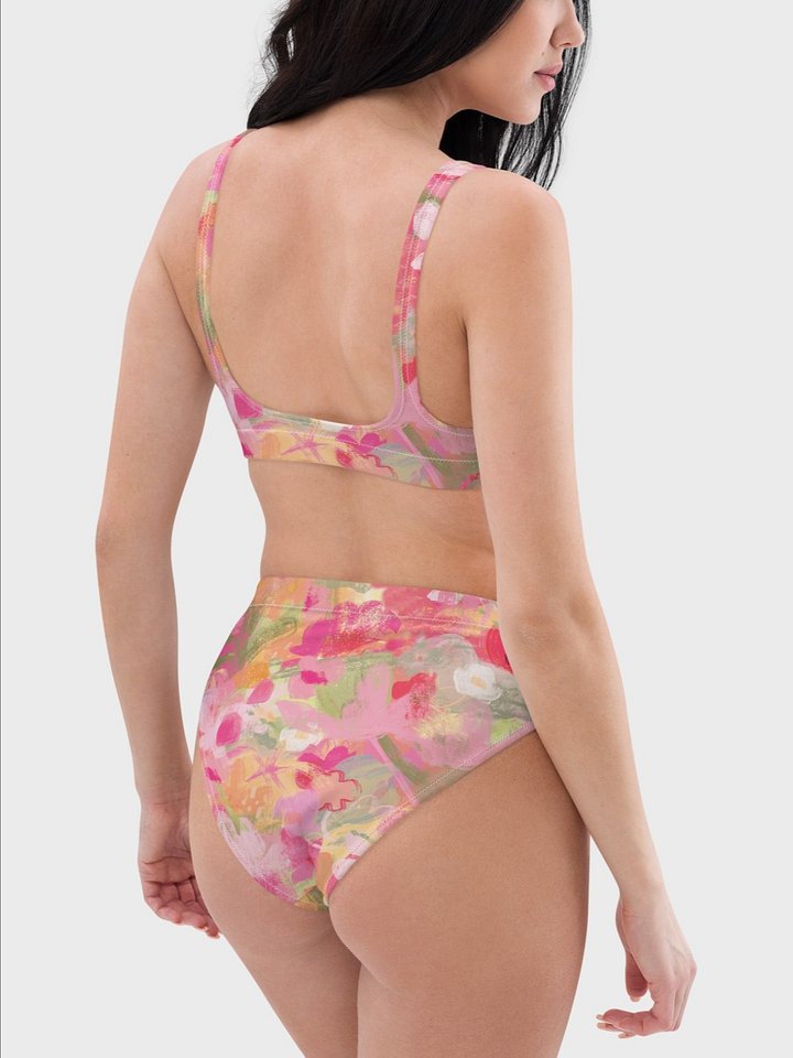 Recycled High-Waisted Bikini Bottom "Sweet Pastel Florals of Spring" product image (1)