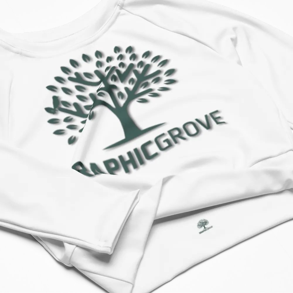 Graphic Grove Recycled Long Sleeve Crop Top - Sustainable White Top with Nature-Inspired Tree Graphic product image (5)