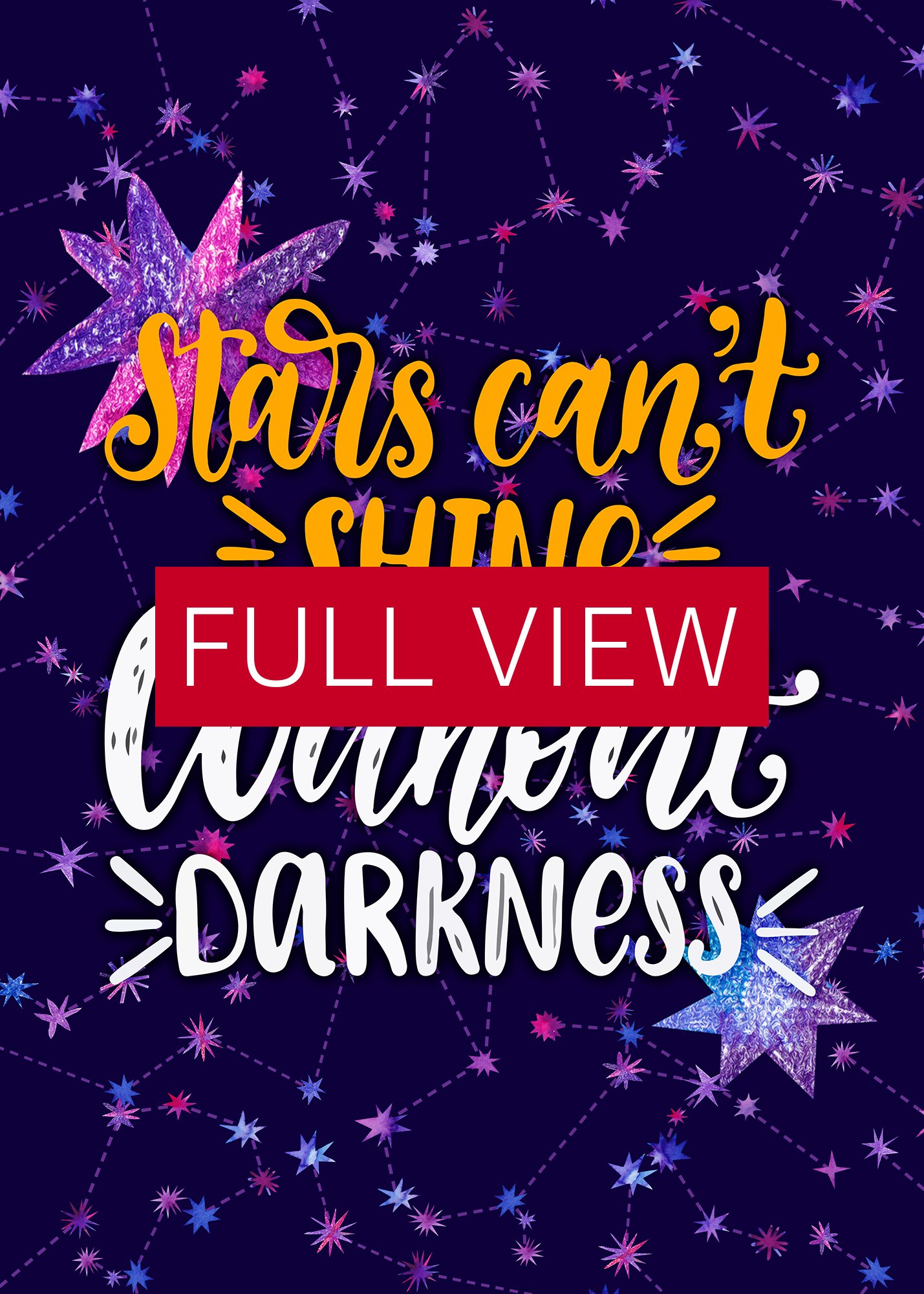 Stars can't shine without darkness [neon/synthwave/vaporwave/watercolor] — aesthetic watercolor poster, neon space poster, retrowave poster, motivation quotes product image (3)