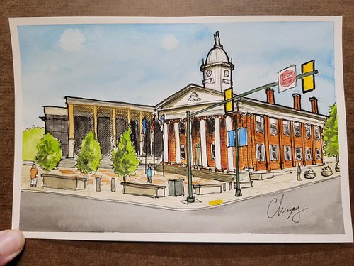 Day 17 - the courthouse on the square in #Chambersburg PA where I got a parking ticket while going to jury duty once 🤣
#artch...