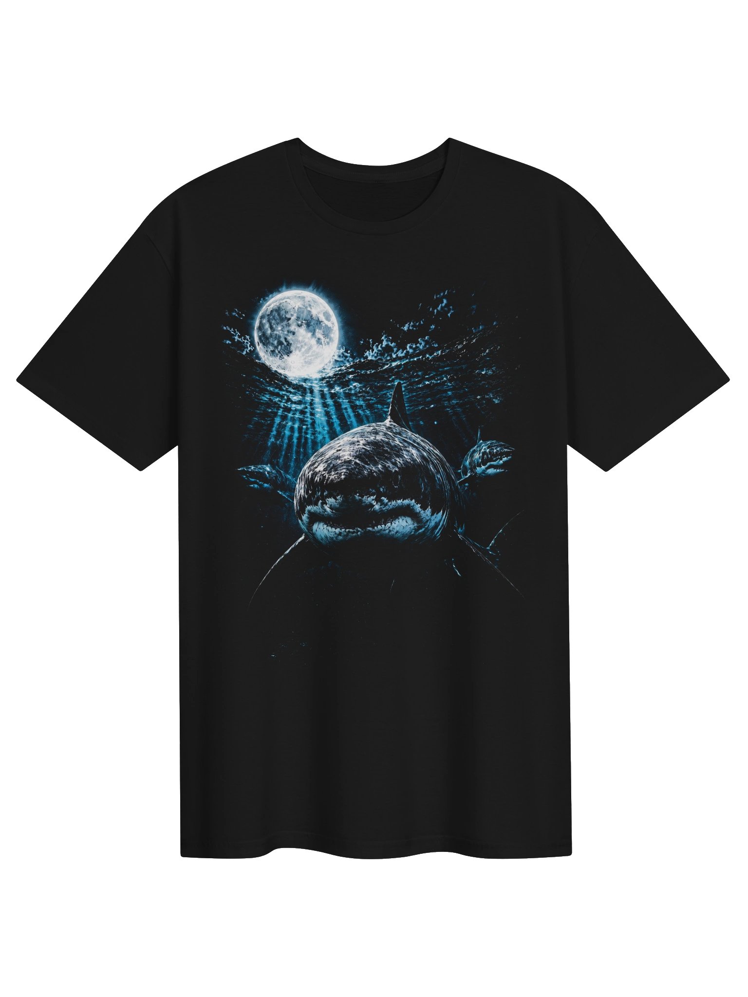 Great White Shark Howling Moon Tshirt | Legendary Wildlife Shirt product image (1)