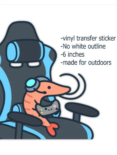 Gamer Shrimp LARGE Car Decal product image (1)