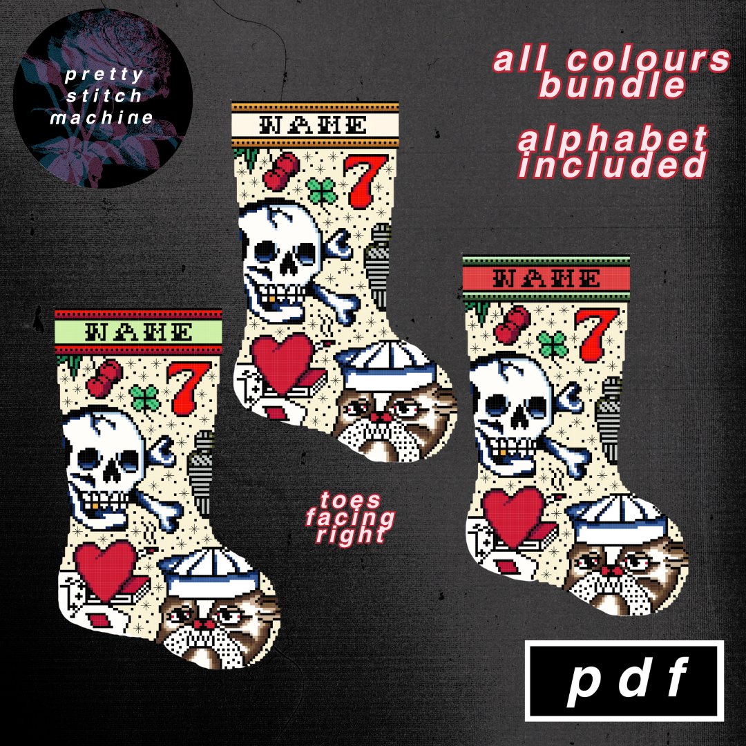 Traditional Tattoo Flash Second Edition Right-Facing Christmas Stocking Pattern Bundle product image (1)