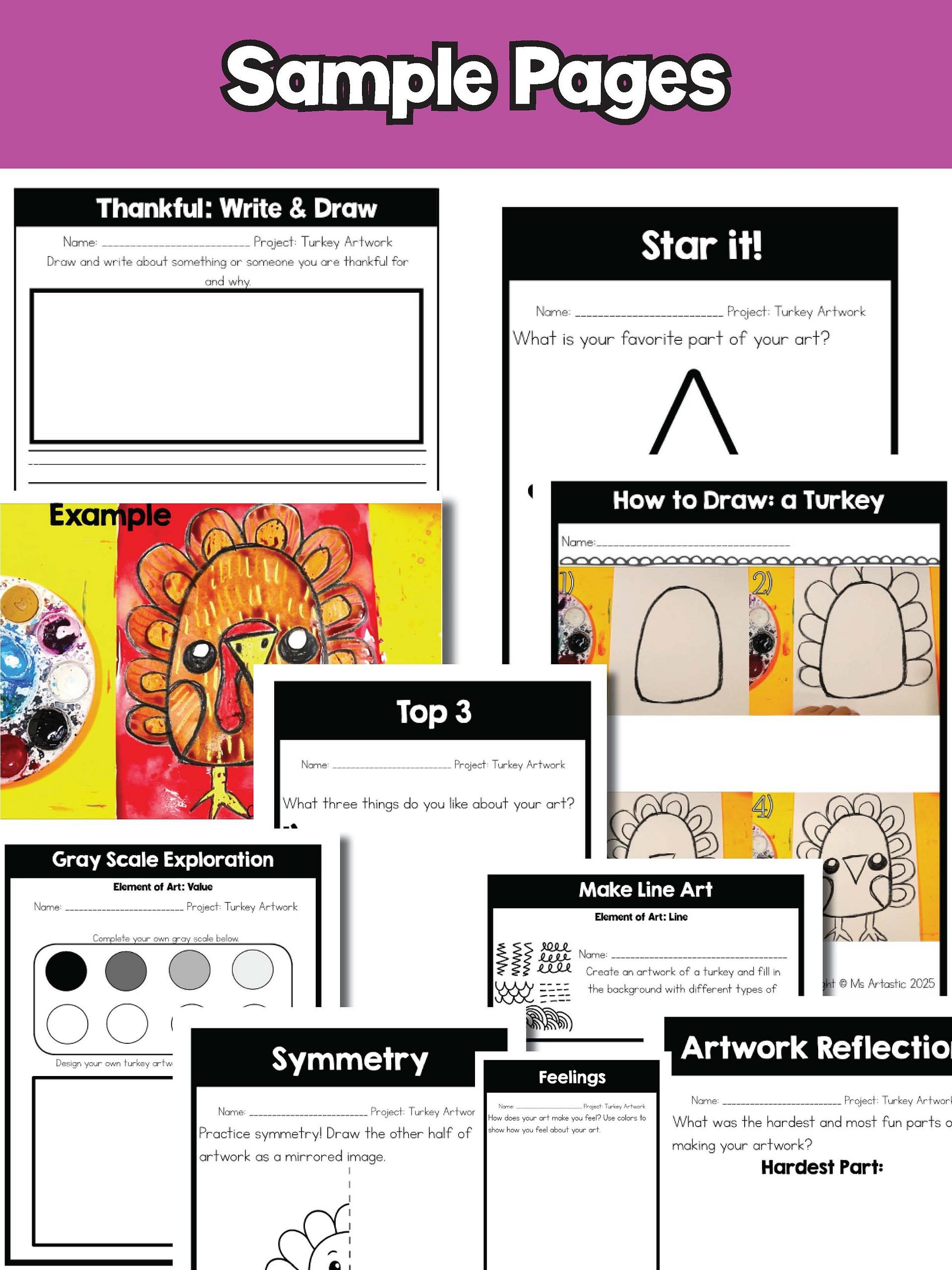 Thanksgiving Art Lesson Turkey Art Project Thanksgiving Art Activity K to 3 product image (9)