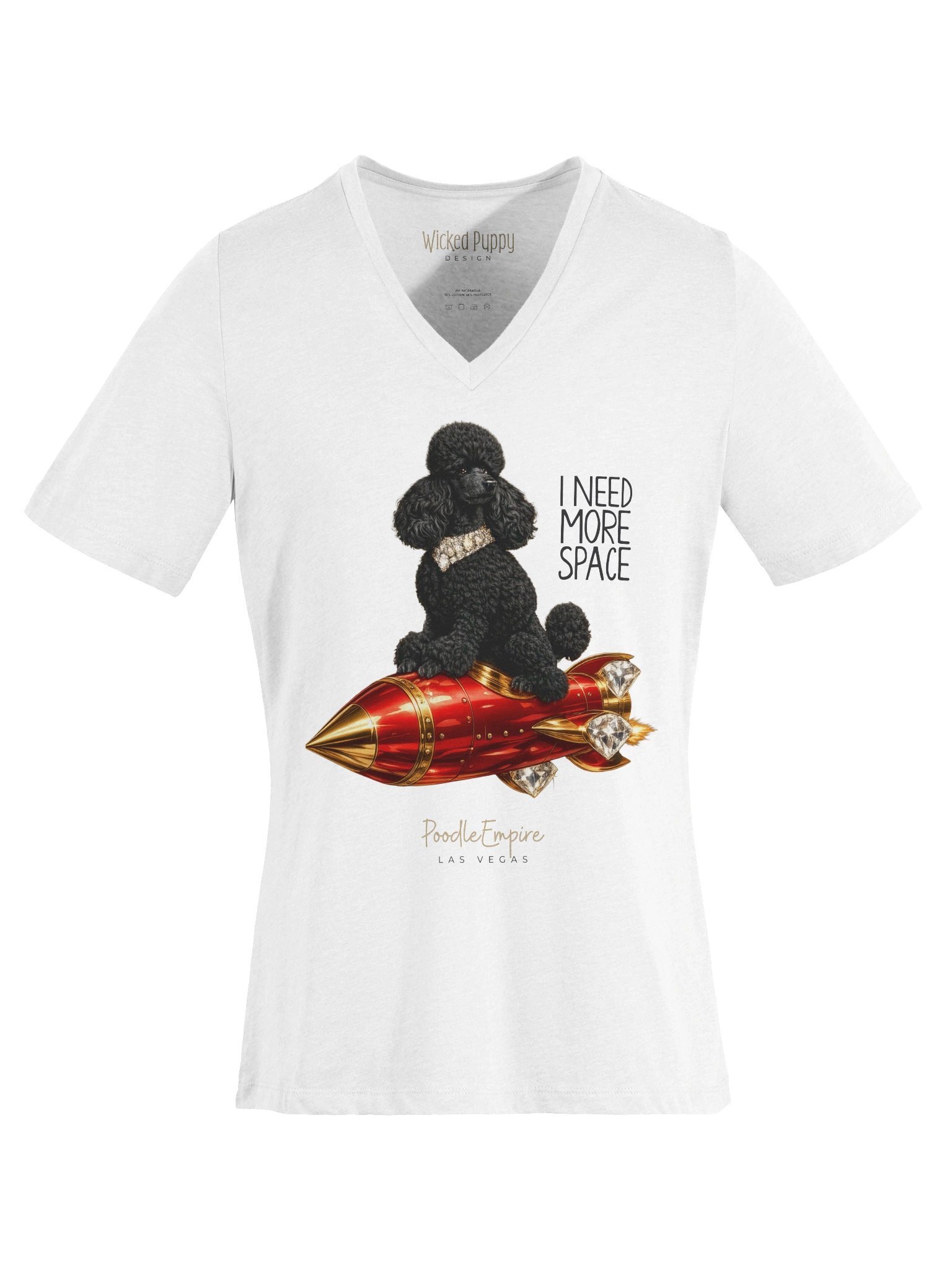 Rocket Black Poodle V-Neck Tee | Poodle Empire product image (2)