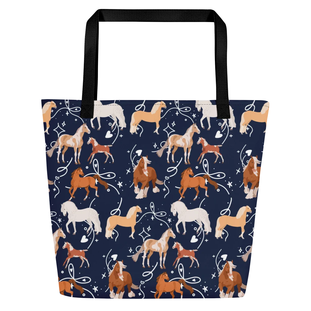 LSP Horse Girl Tote | Navy Equestrian Print Tote Bag product image (1)
