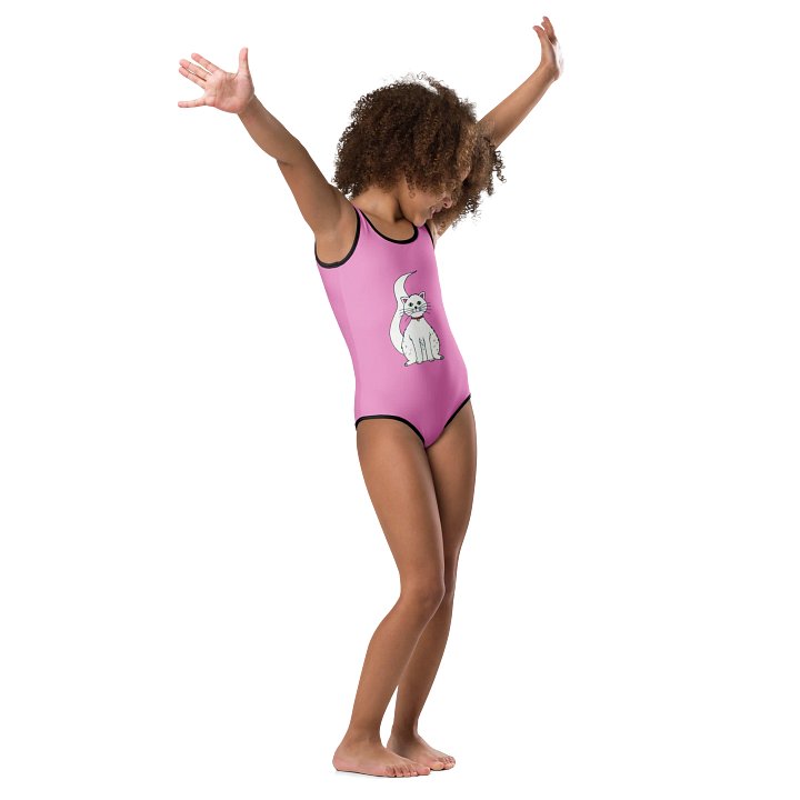 White Cat (art by Dina R.) akril painting picture - Kids Swimsuit II. product image (1)