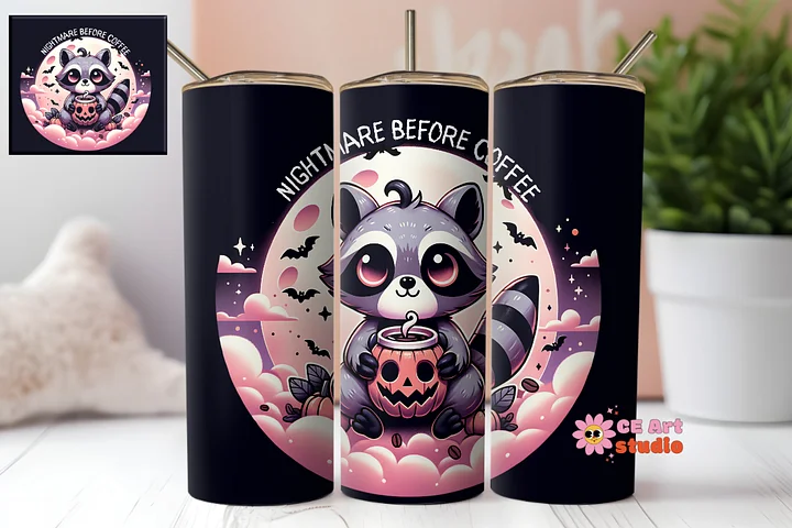 Nigthmare Before Coffee Tumbler Wrap PNG product image (1)