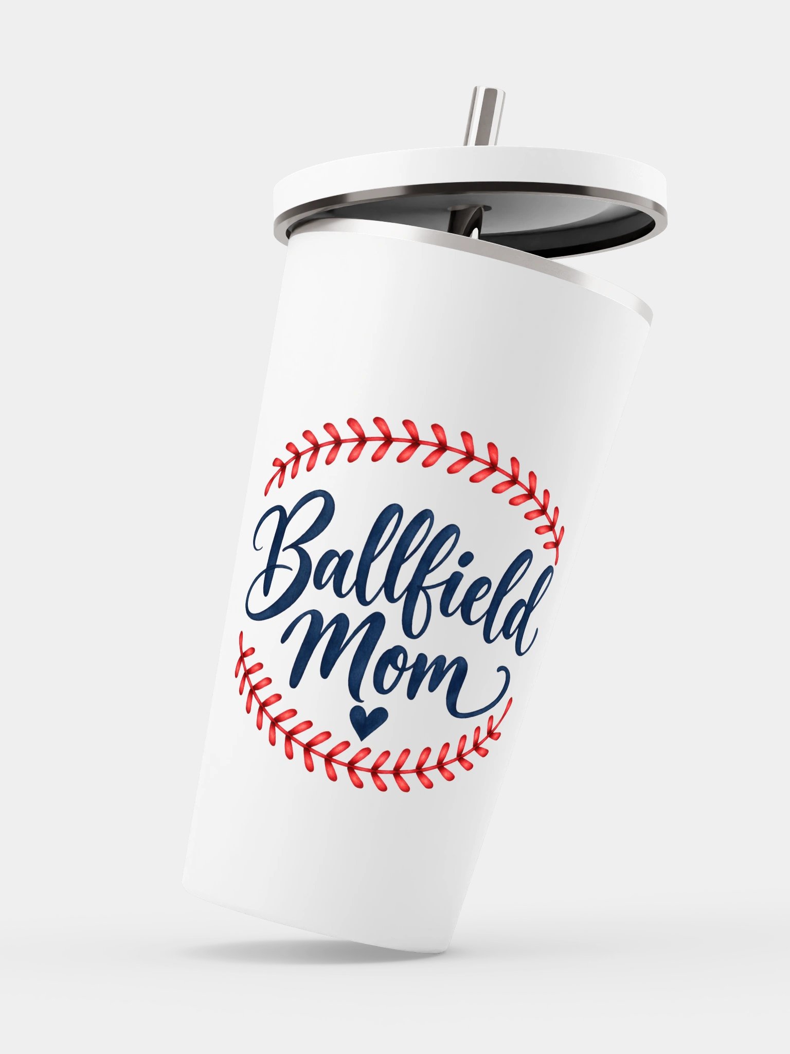 Ballfield Mom Baseball Stitch Tumbler | Cup with Straw product image (4)