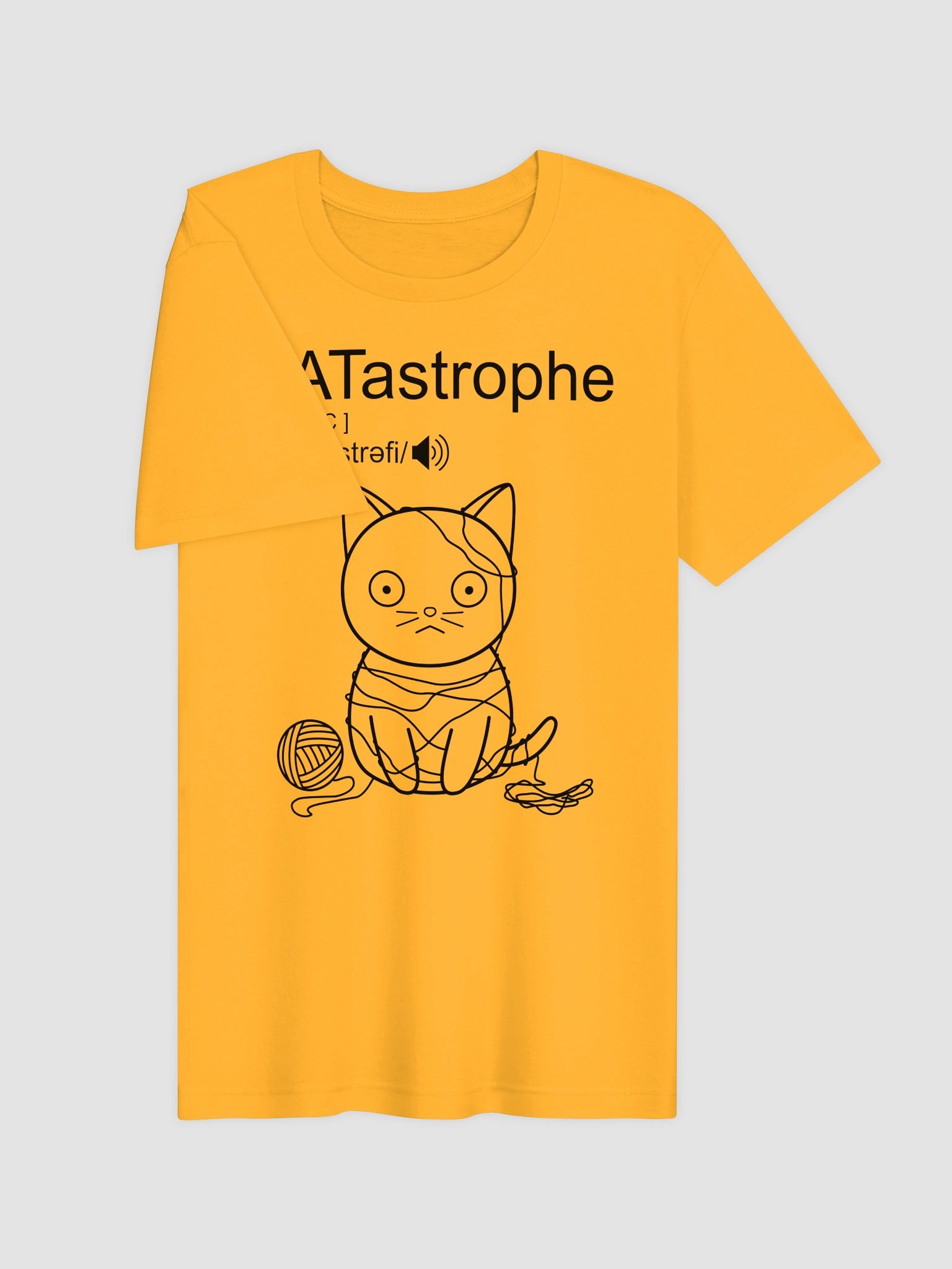 CATastrophe (Cat with Yarn - Black Print) - Unisex Adult Super Soft Lightweight T-shirt product image (2)