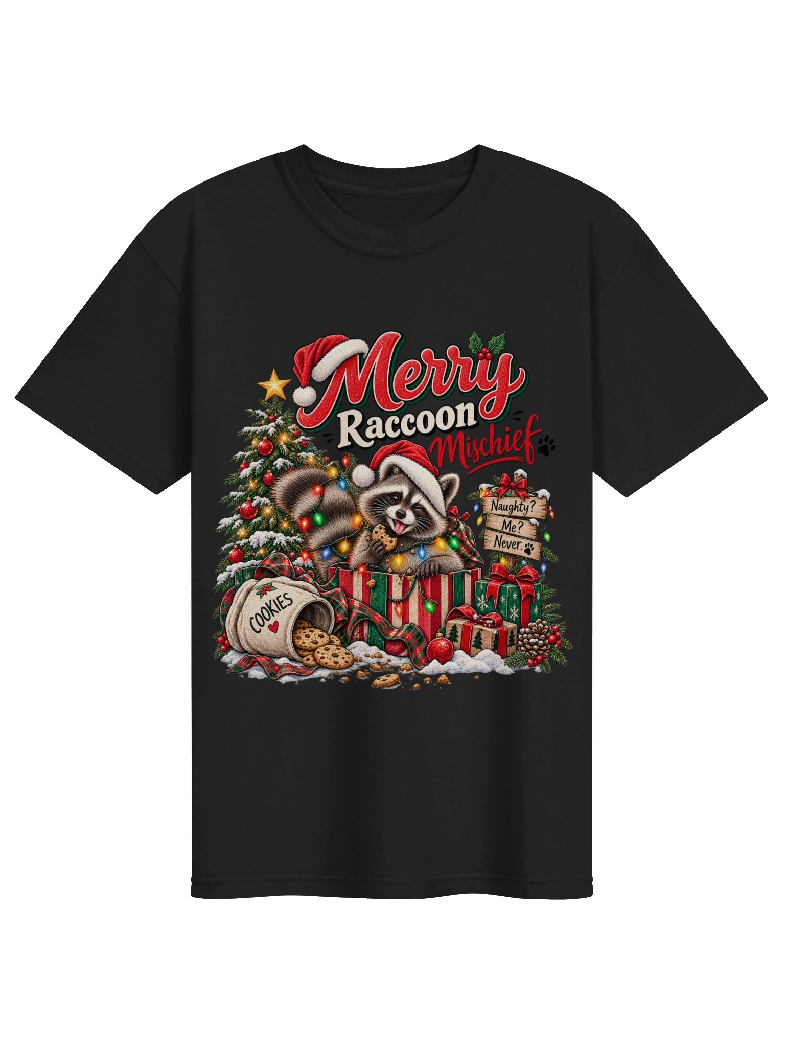 Merry Raccoon Mischief Christmas Shirt | Funny Raccoon Holiday Tee product image (2)