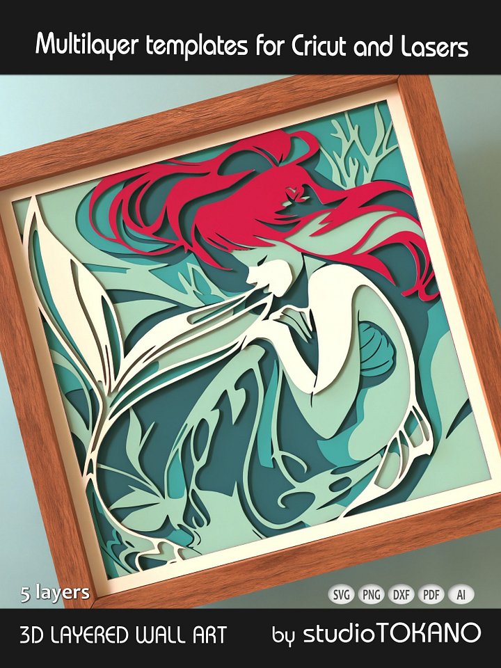 Little Mermaid Layered Cut File product image (2)