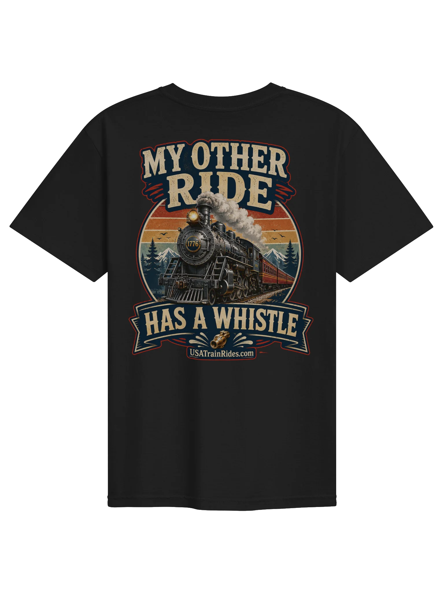 USA Train Rides My Other Ride Has A Whistle Adult T-Shirt product image (2)
