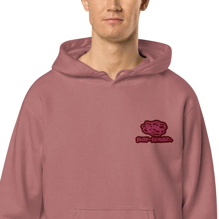 BUSY-BRAINED (l. rose bubble design) embroidered pigment hoodie product image (1)
