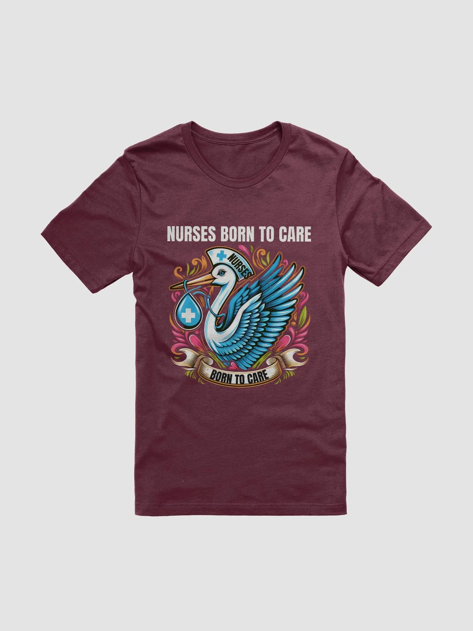 Nurse's Stork Born to Care T-Shirt product image (2)