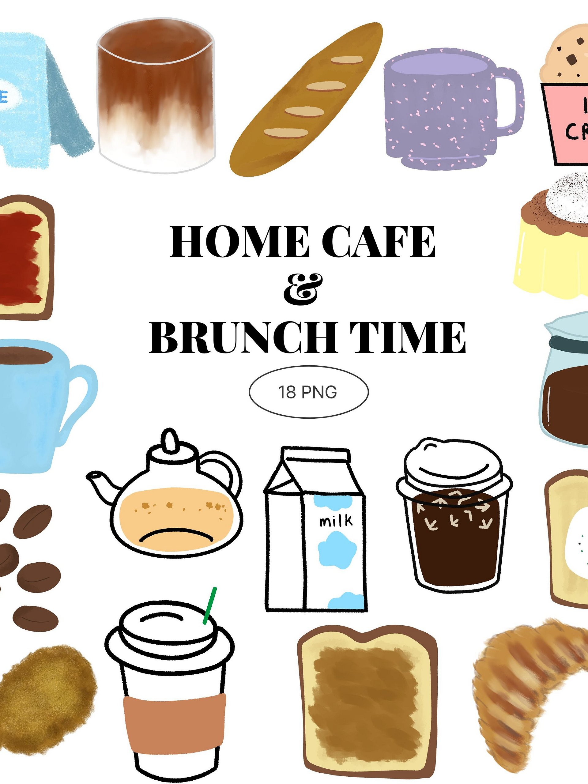 18 Home Cafe & Brunch Time PNG Clipart Bundle product image (1)