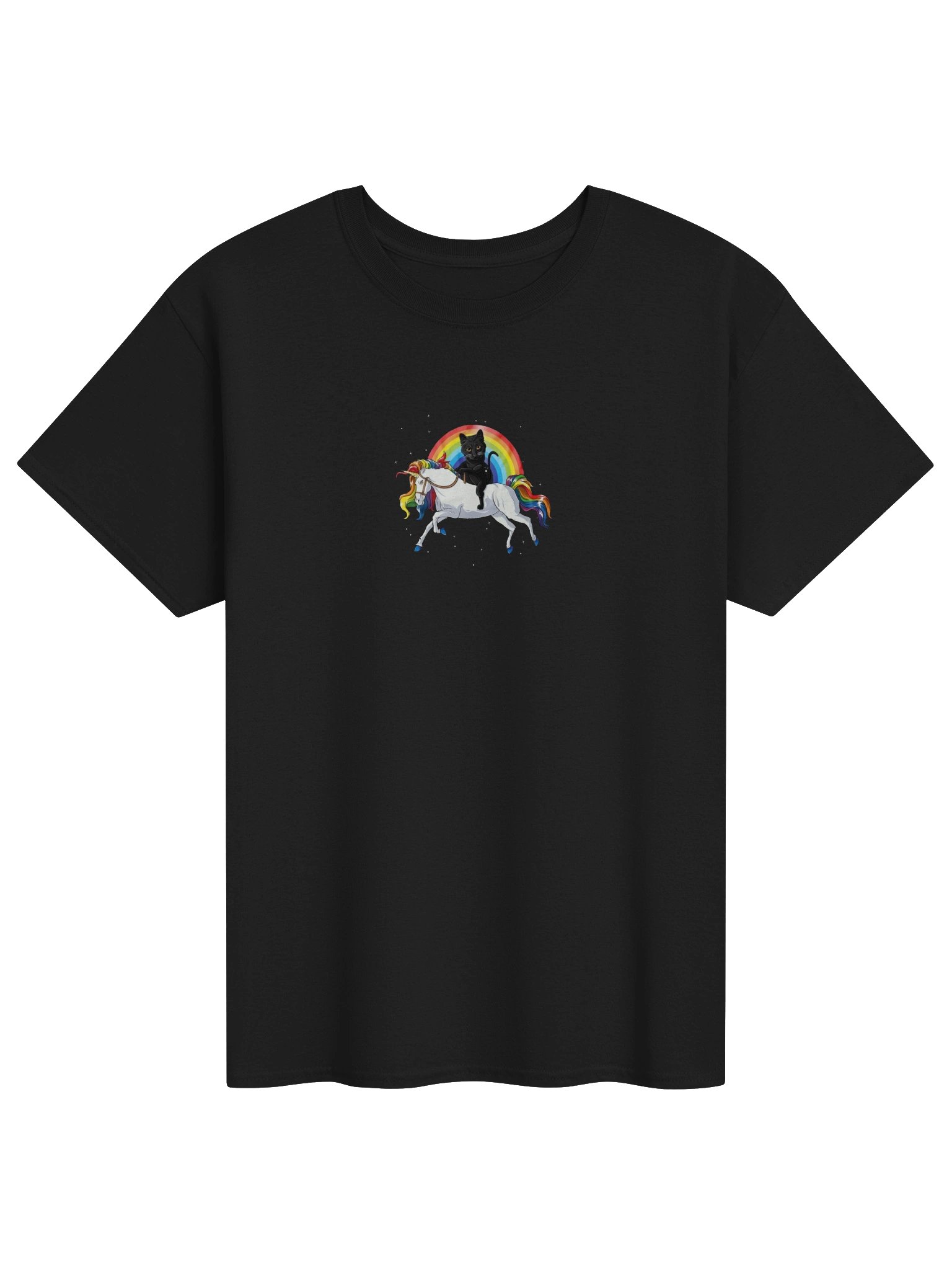 Black Cat Unicorn Rainbow Tee product image (1)