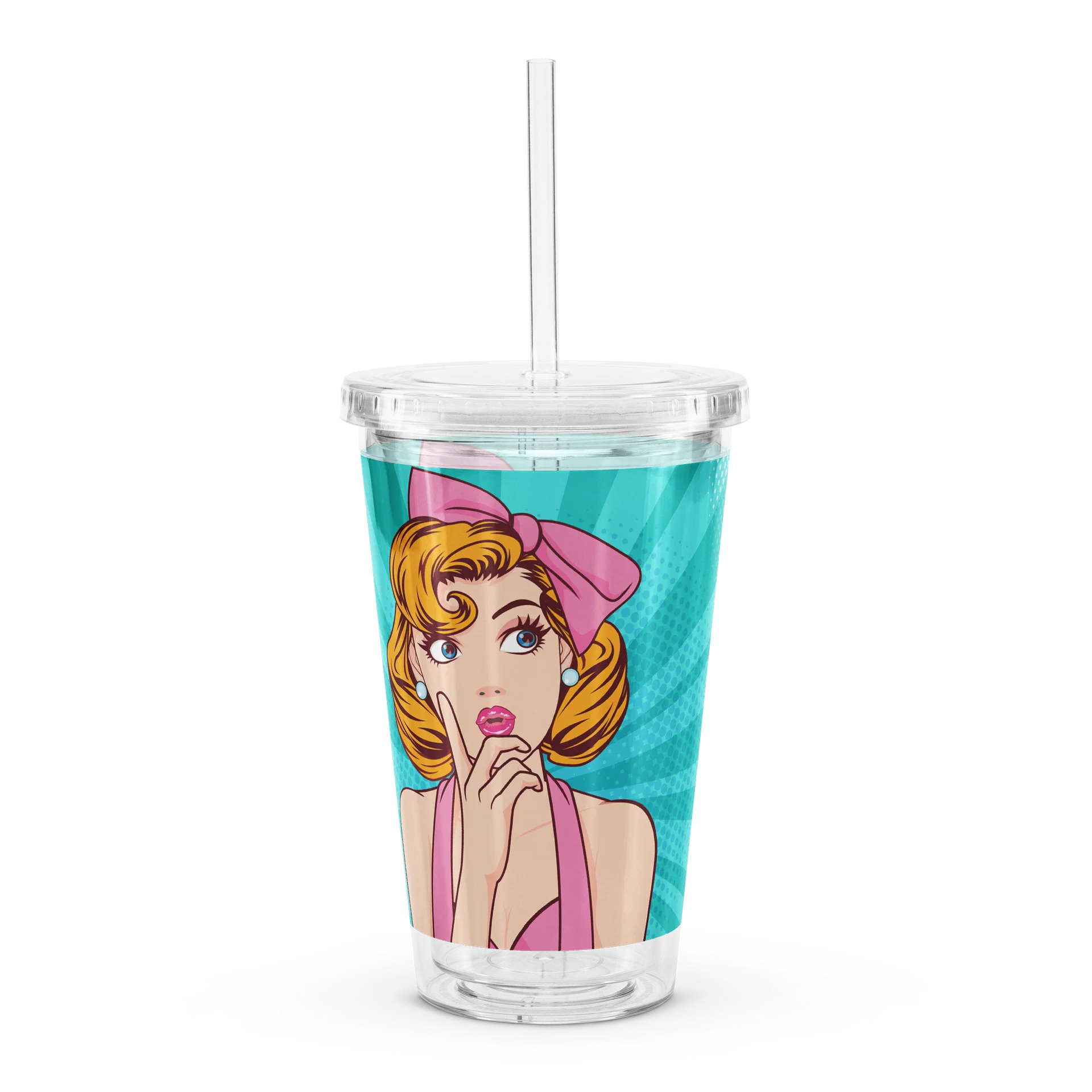 Retro Pink and Teal Glam Girl Acrylic Tumbler product image (5)