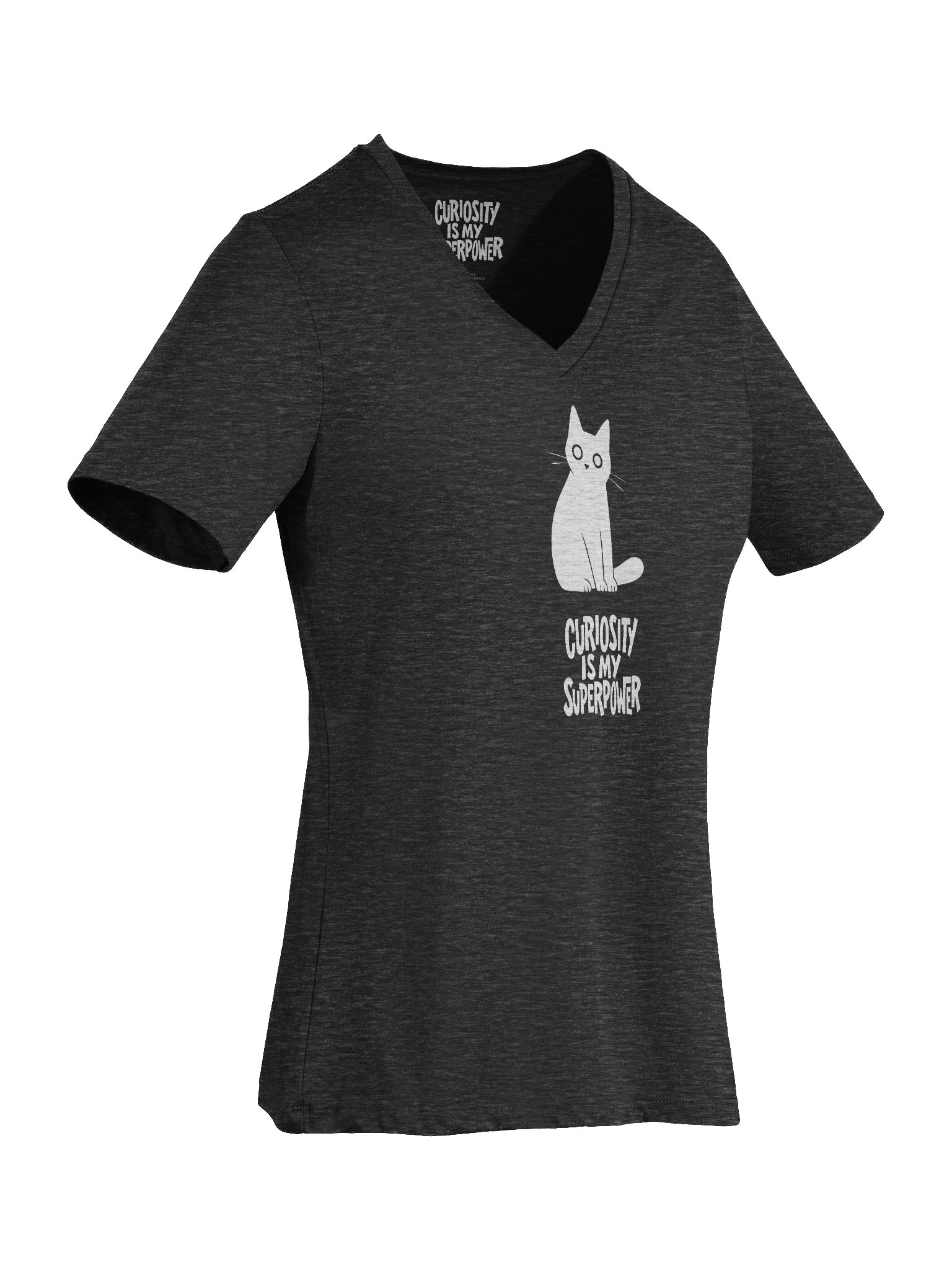 Curiosity Is My Superpower Cat V-Neck T-Shirt product image (5)