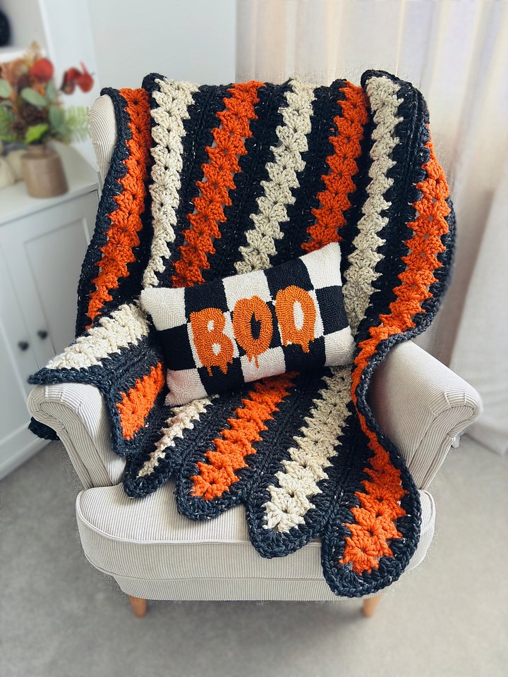 Spooky Strips Throw Crochet Pattern product image (1)