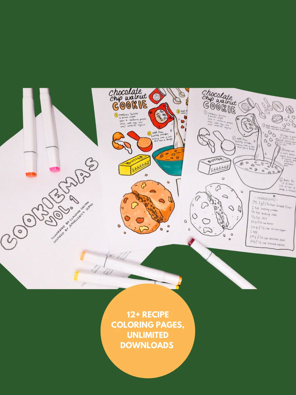 Cookiemas Vol. 1 Recipe Coloring Pages - Jeanelleats Collab (Downloadable PDF) product image (2)