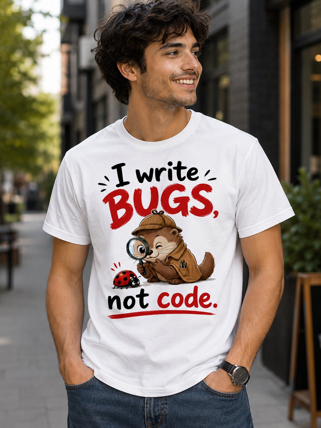 I Write Bugs, Not Code – Cute Otter Programmer Design product image (1)
