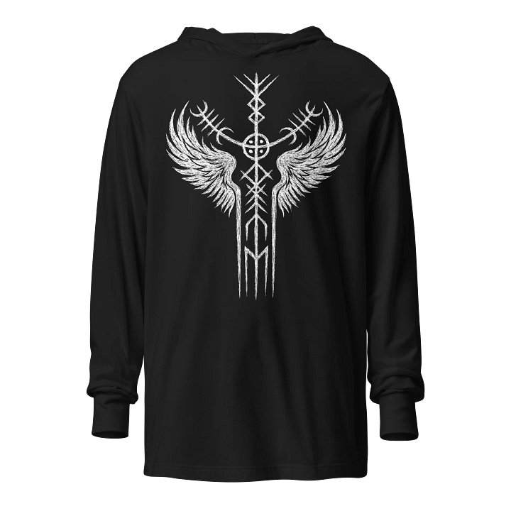 Carved Valkyrie Stave Hooded Long Sleeve Tee product image (1)