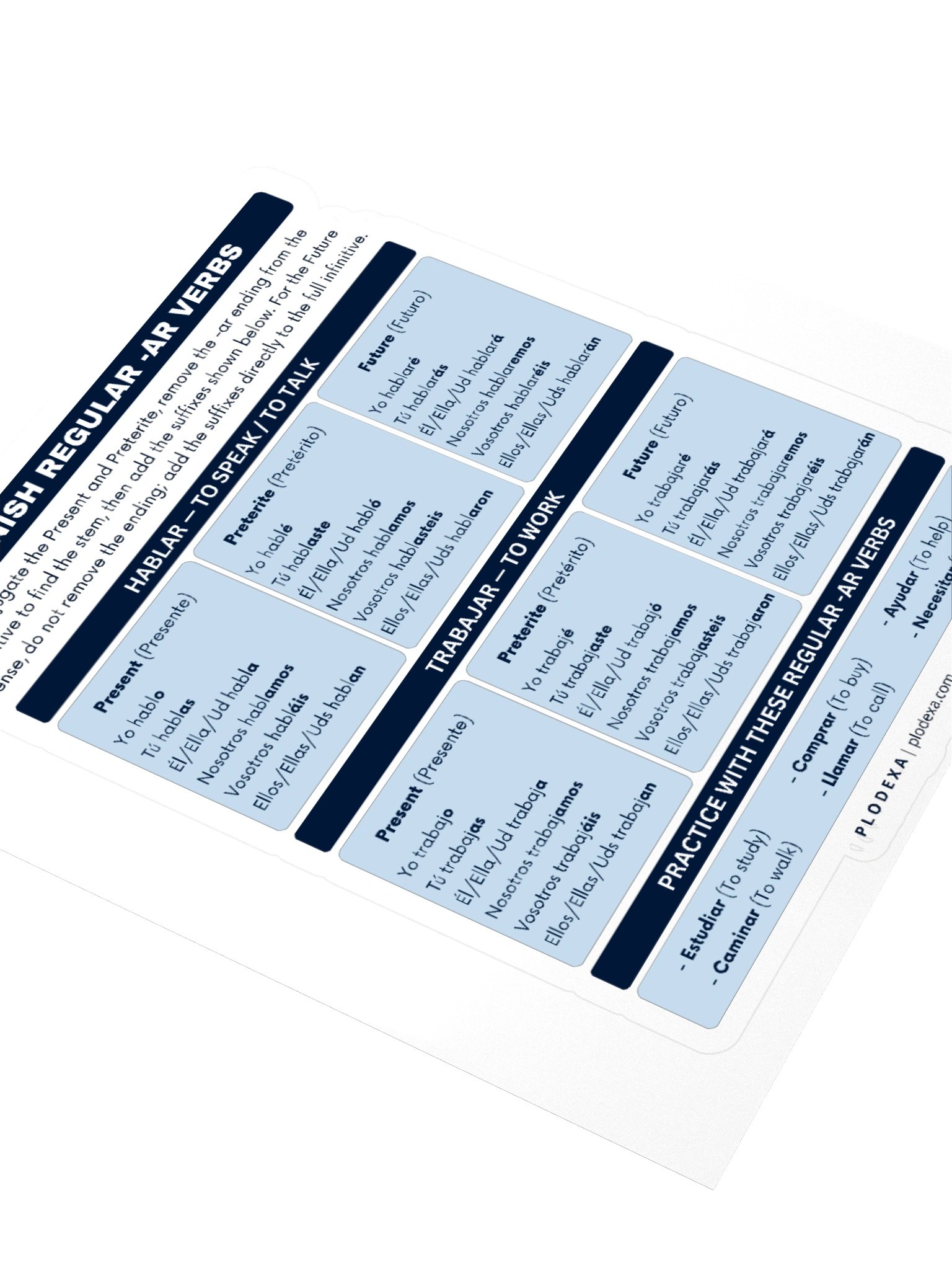Spanish Regular -AR Verbs Conjugation Sticker product image (3)