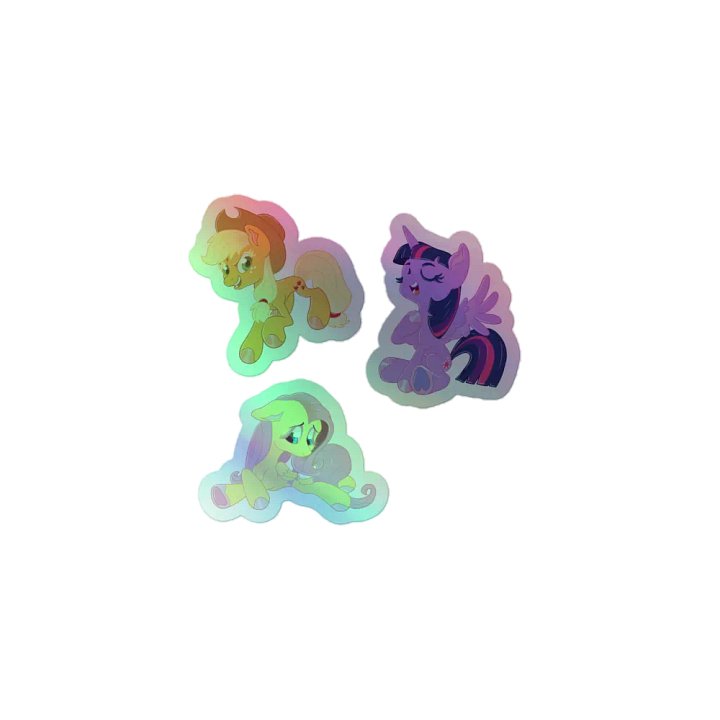 Applejack, Twiglight, Fluttershy holographic stickers product image (1)