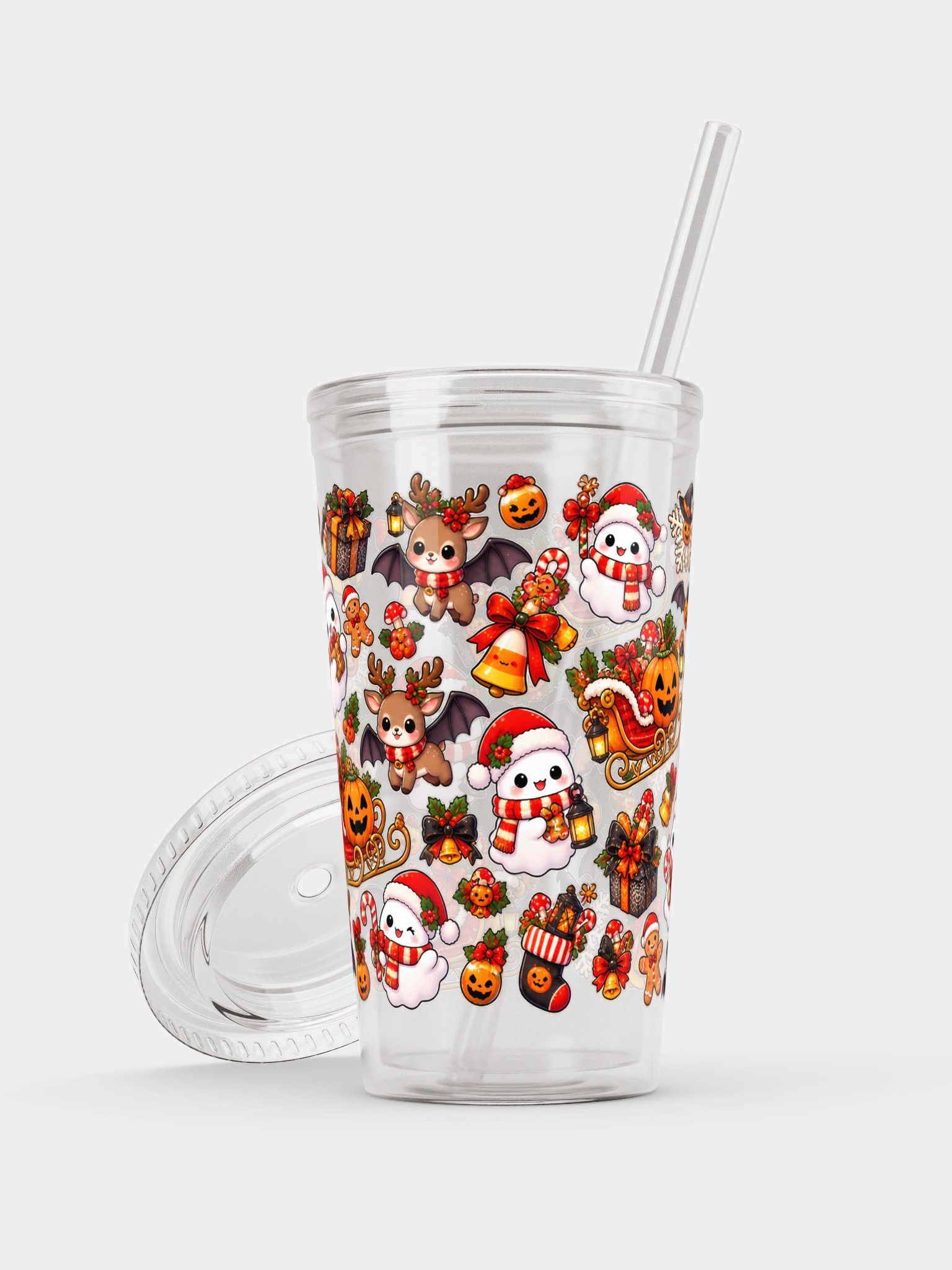 Santa's Spooky Sleigh Clear Dual Wall Tumbler 16 Oz (473 ml) product image (7)
