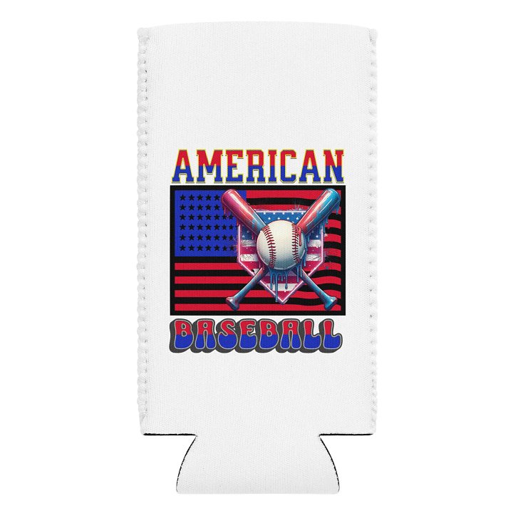 American Baseball Flag Patriotic Paint Drip Can Cooler product image (1)