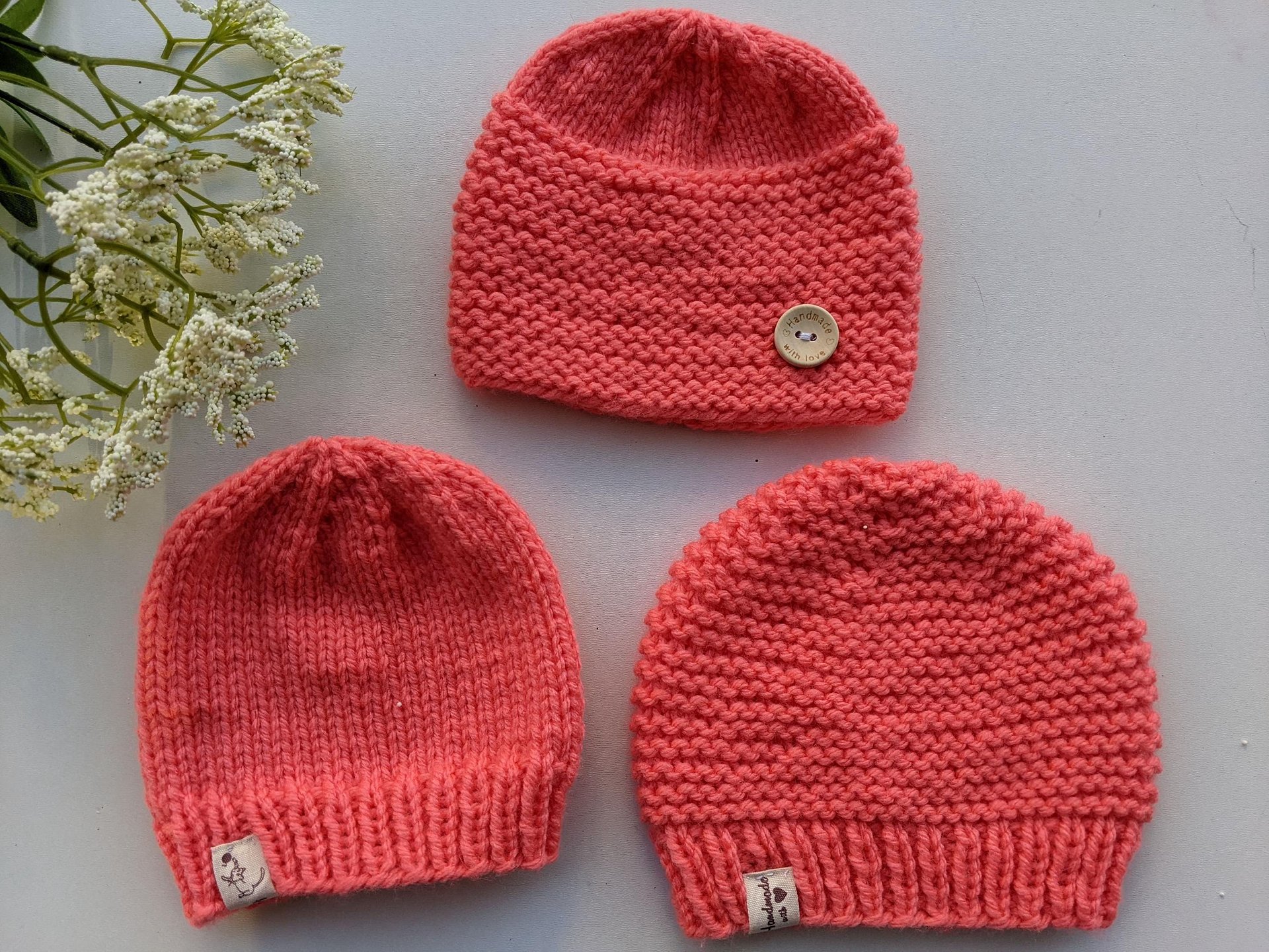 Set of 3 Knit Newborn Baby Beanie Patterns product image (3)