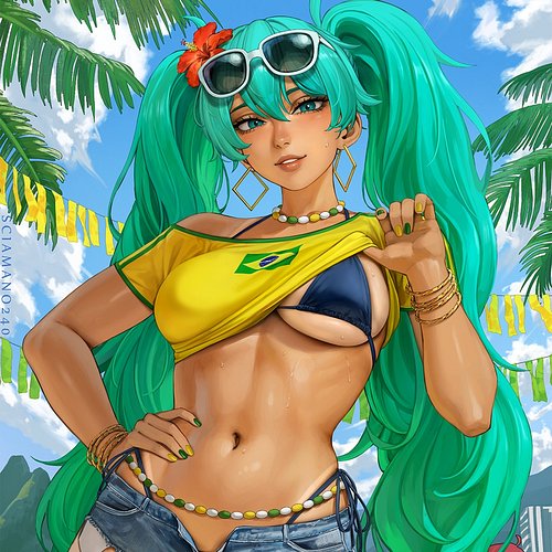 Brazilian Miku, last piece of my ArtPack!
.
#hatsunemiku #miku #brazil #brazilianmiku #vocaloid #fanart #digitalart #animeart...