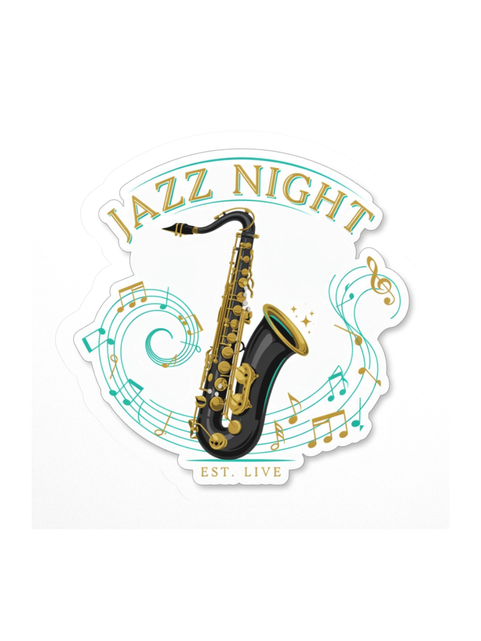 Jazz Night Saxophone Kiss Cut Sticker product image (1)
