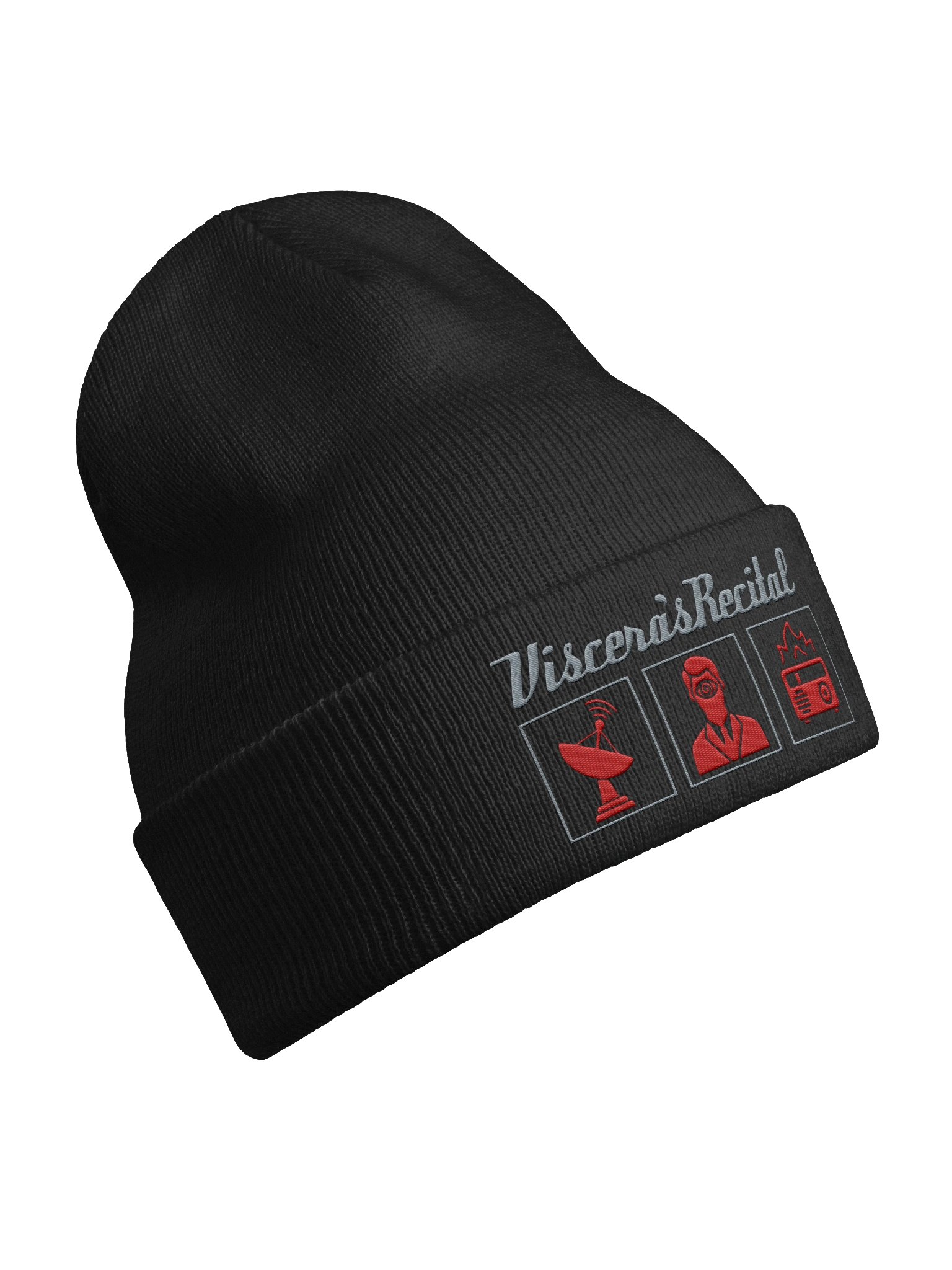 Viscera's Recital Embroidered Beanie - Grey & Red product image (8)