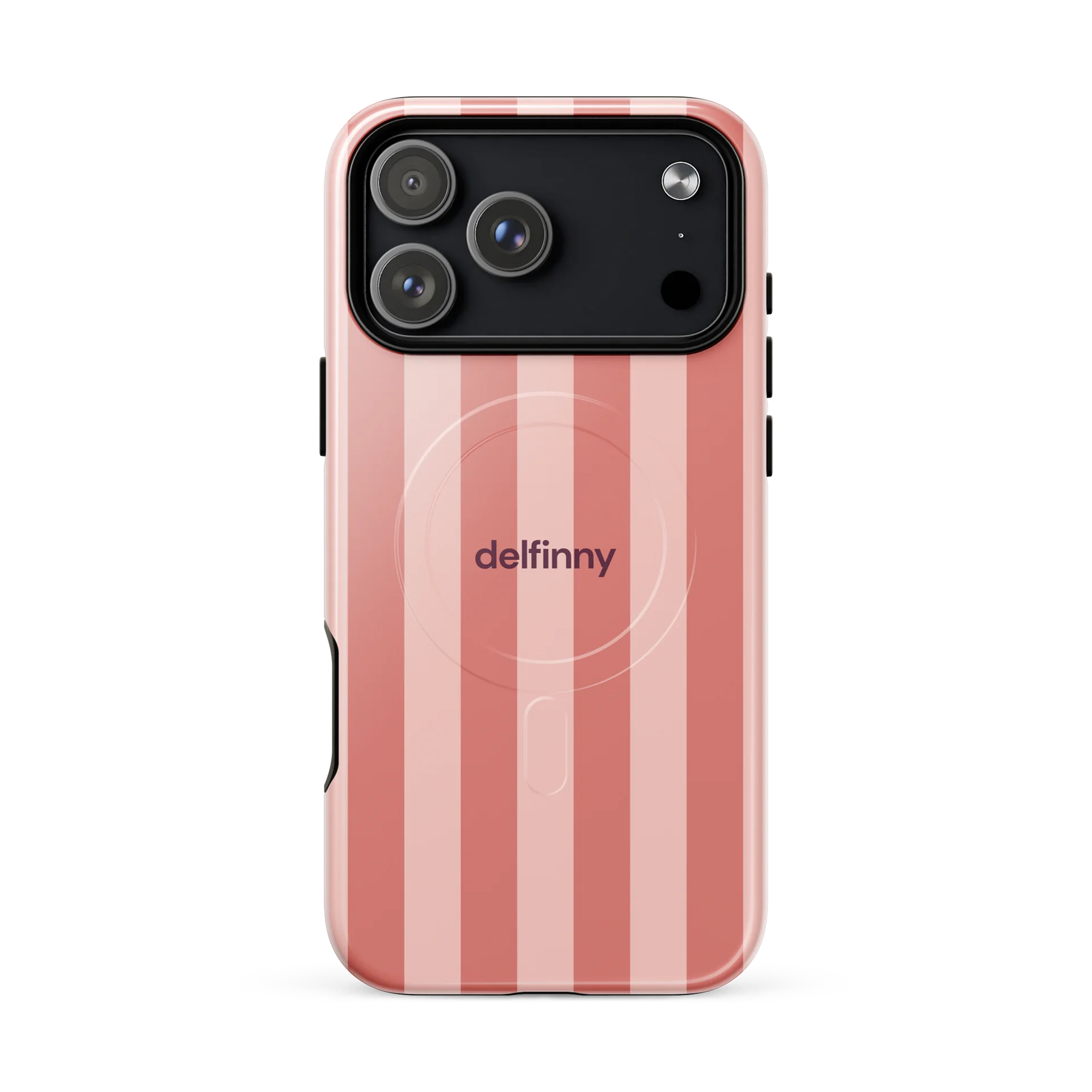 Striped Phone Case for iPhone 18 Series – MagSafe Compatible (Glossy Dusty Coral) product image (4)