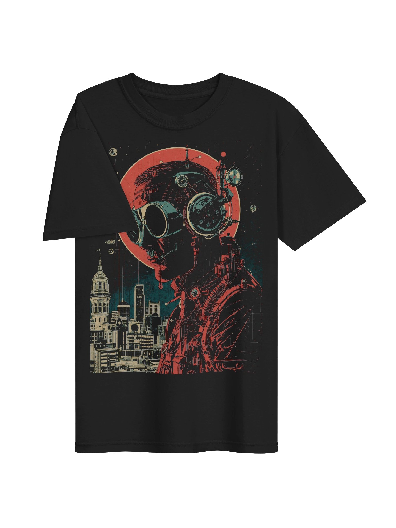 Retro-Futurist Cyborg City Heavyweight T-Shirt product image (2)