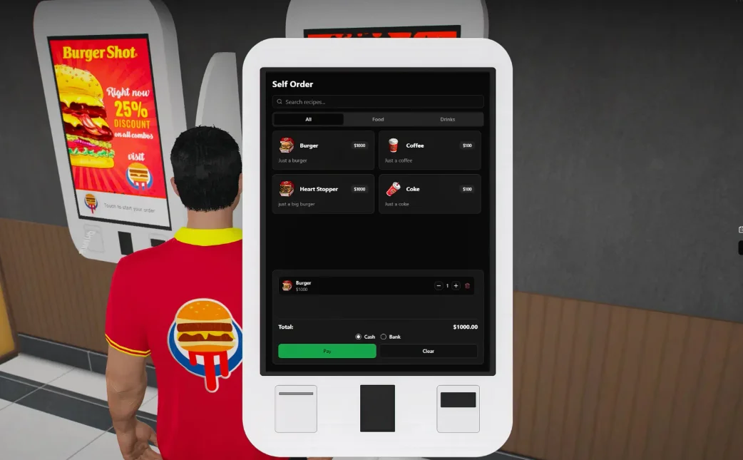 Restaurants v3 | Most Popular FiveM Restaurants script | New UI, In-Game Creator, POS & much more [ Qbcore / ESX / QBOX ] product image (2)