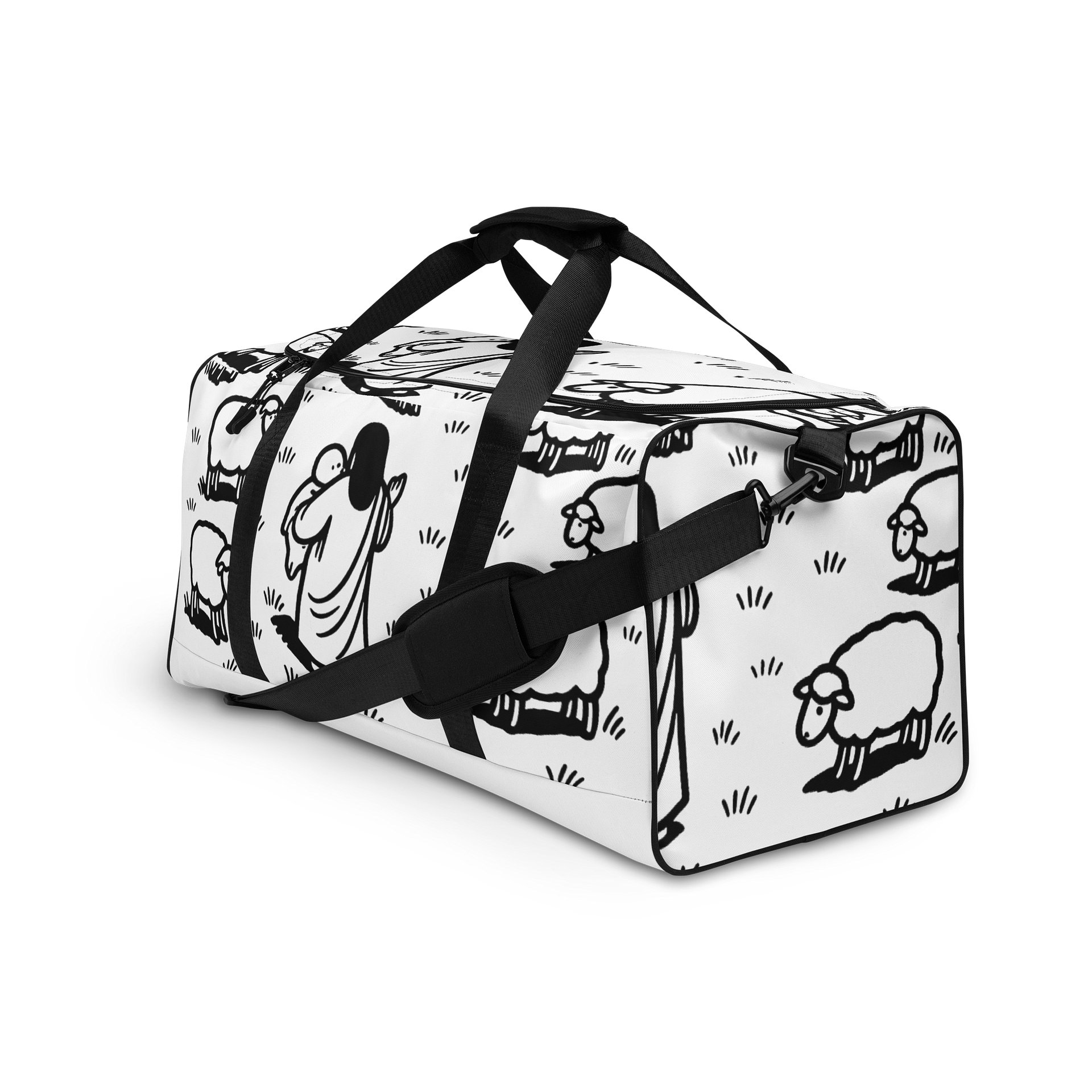 The Good Shepherd Doodle All-Over Print Duffle Bag product image (3)