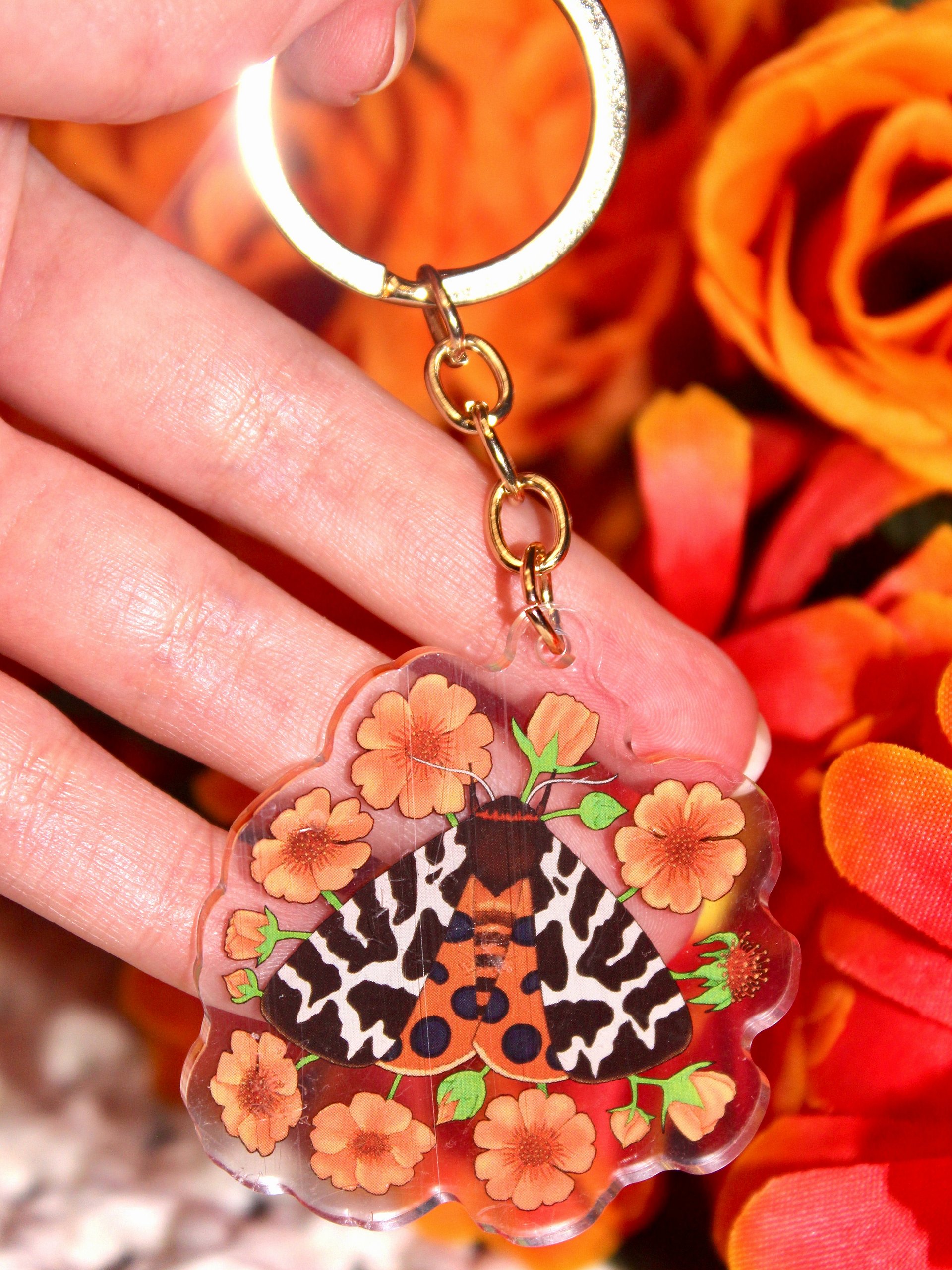 Floral Garden Tiger Moth Acrylic Keychain product image (5)