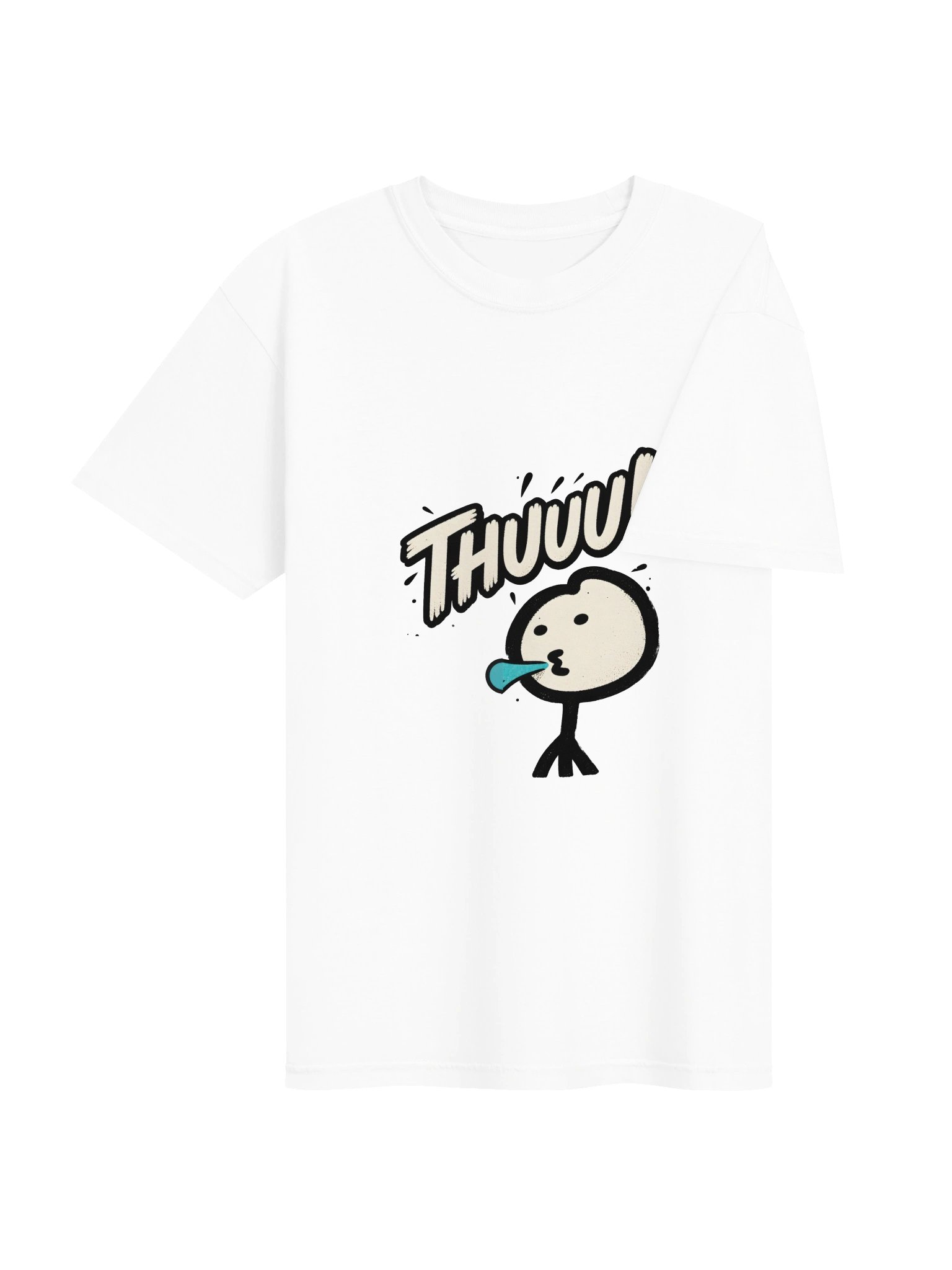 Thuuu Printed Unisex T-Shirt in White | Funny Cartoon Spit Graphic Tee product image (4)