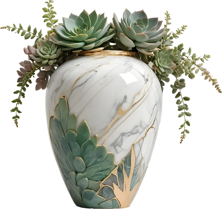 Collection: Marble Eternal – Shabby Chic Succulent Arrangement png product image (1)