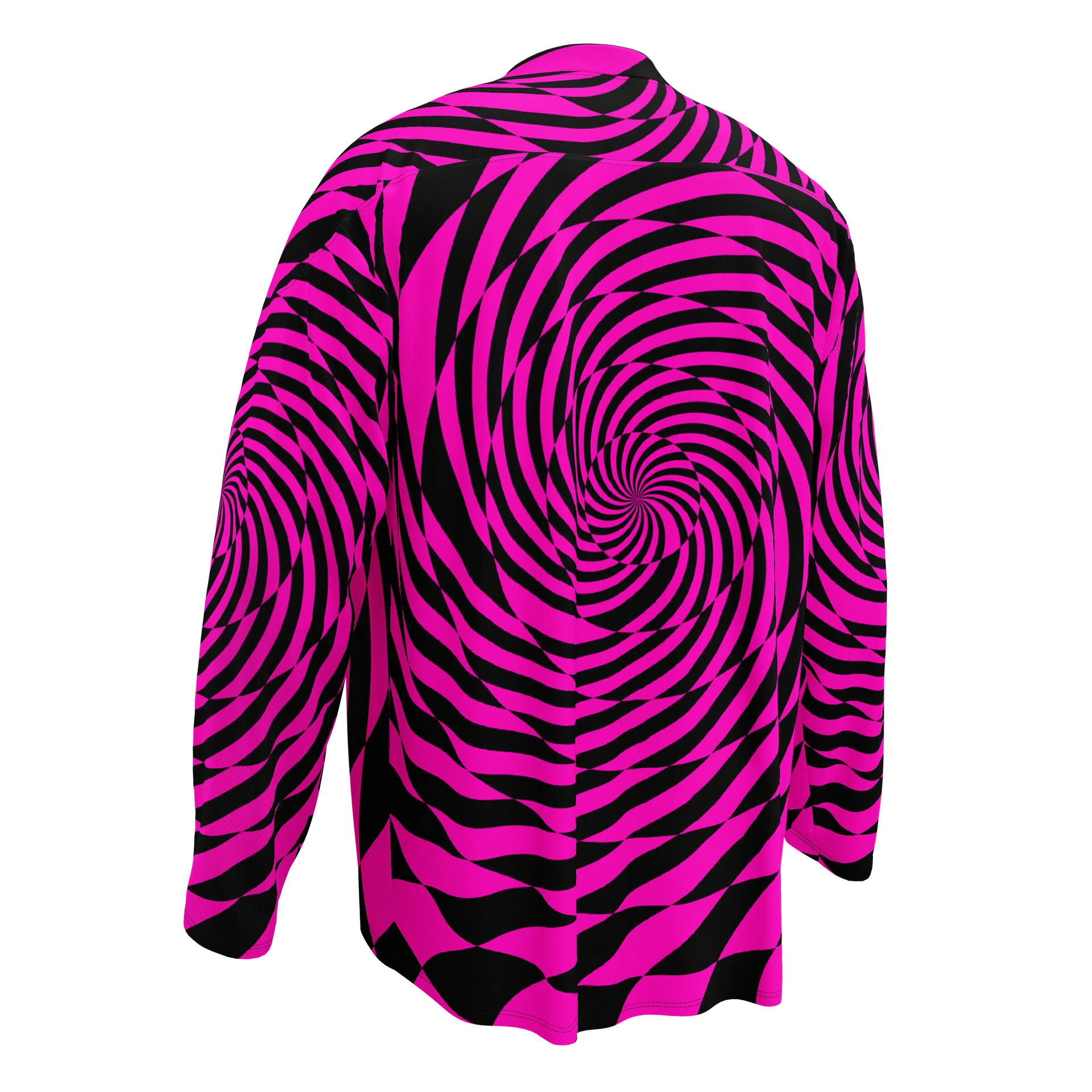 Psychedelic Spirals Rave Hockey Jersey, Trippy Festival EDM Shirt, Retro Checkers Swirl Y2K Fashion, Neon Pink Techno Dance Party Clothes product image (3)