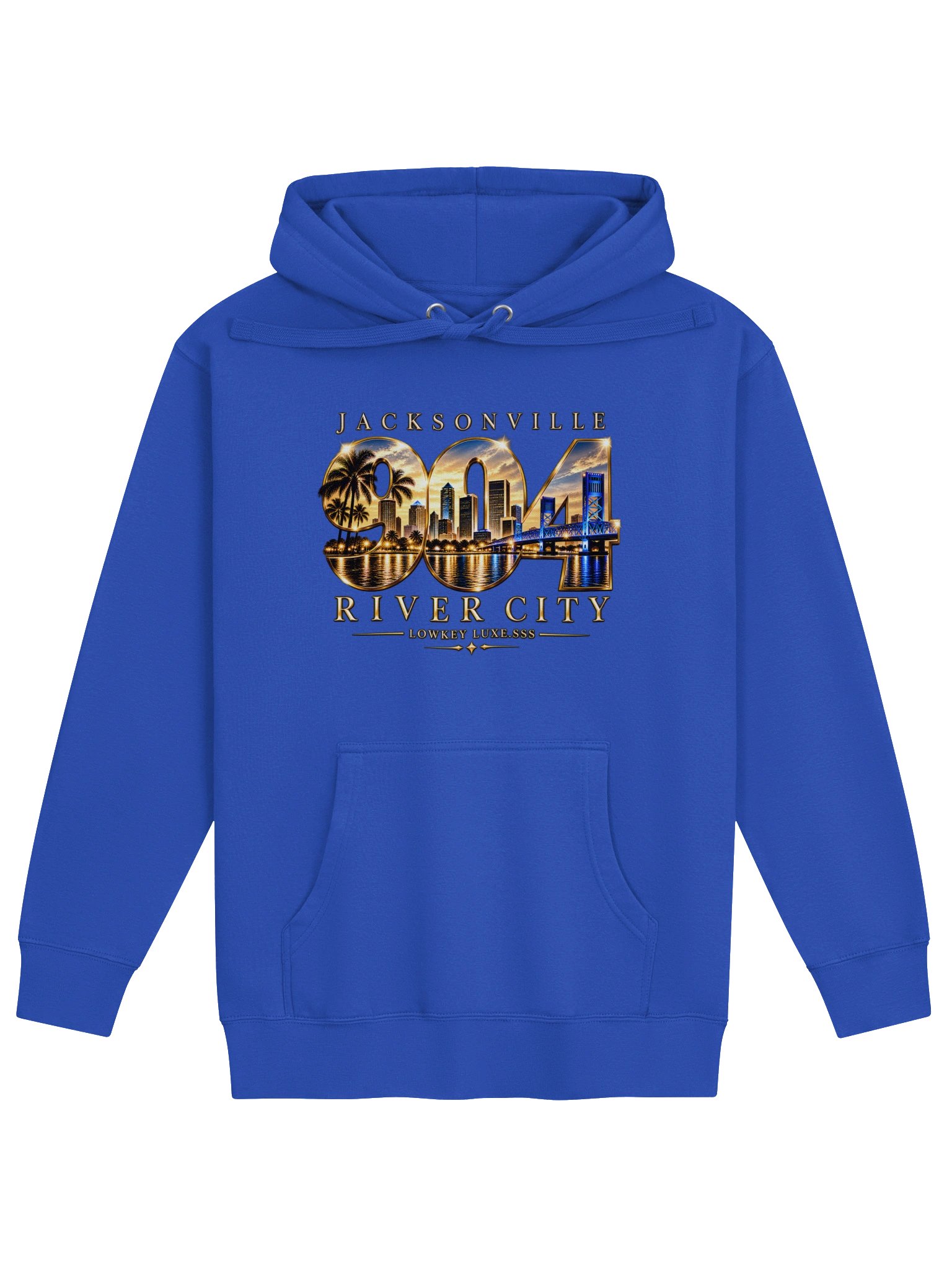 904 River City Original, Jacksonville Skyline Royal Blue Women's Pullover Hoodie product image (1)