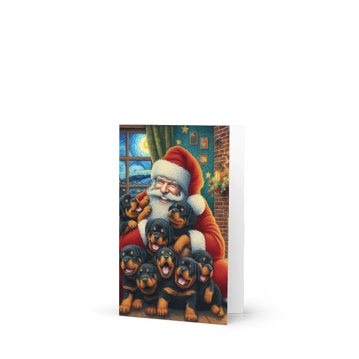 Rottweiler Santa's Puppy Party Greeting Card product image (1)