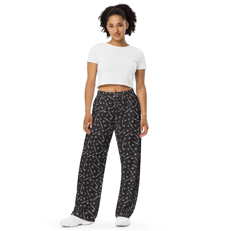 Alto Flute - Flutes and Snowflakes Unisex Wide-Leg Lounge Pants product image (2)