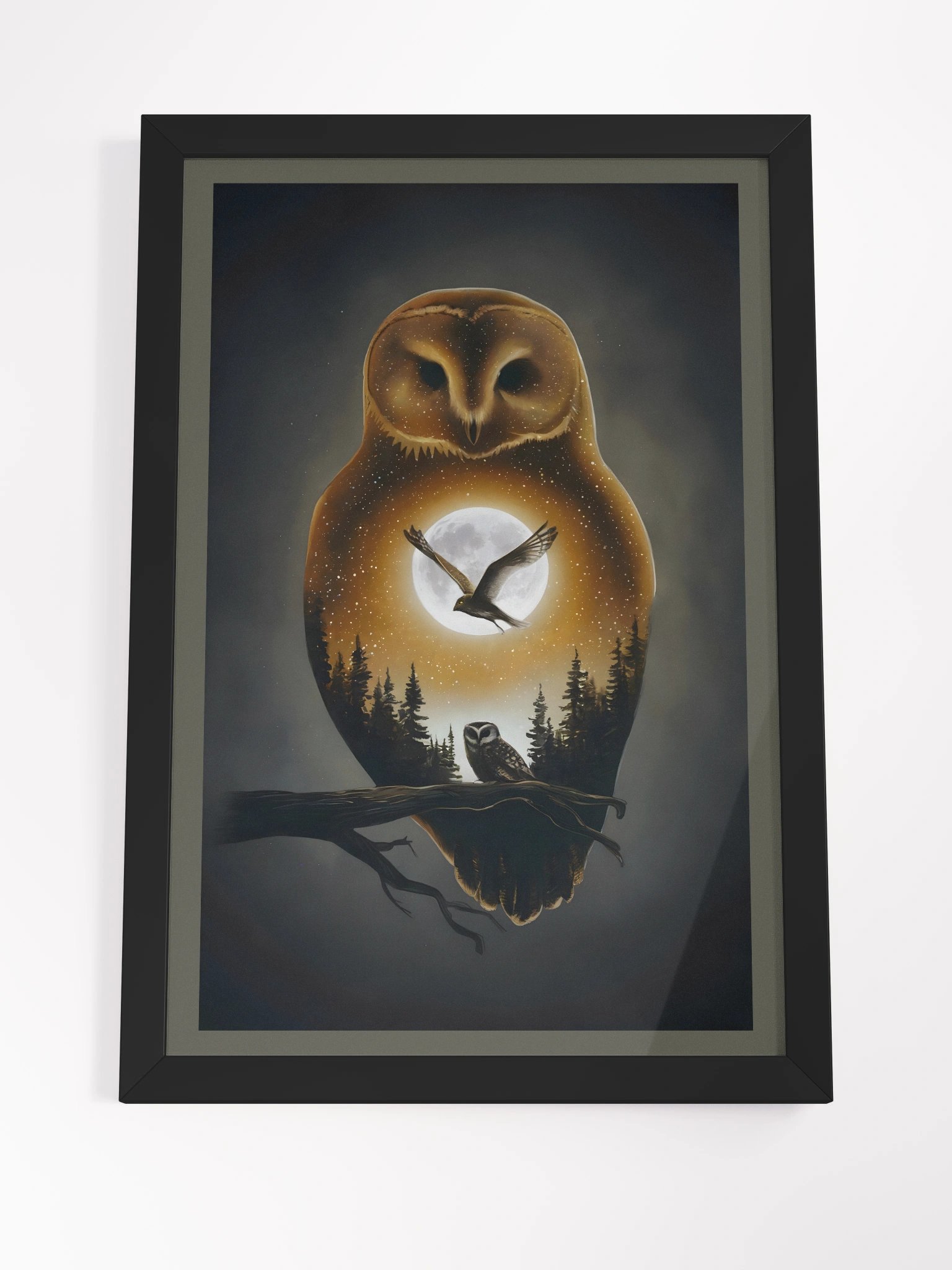 The Owl Within the Moonlight - Framed - Owl & Moon Wall Art Print product image (4)