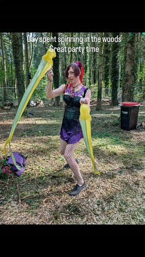 Ba k in the woods spinning poi at a rave 
Whoop whoop