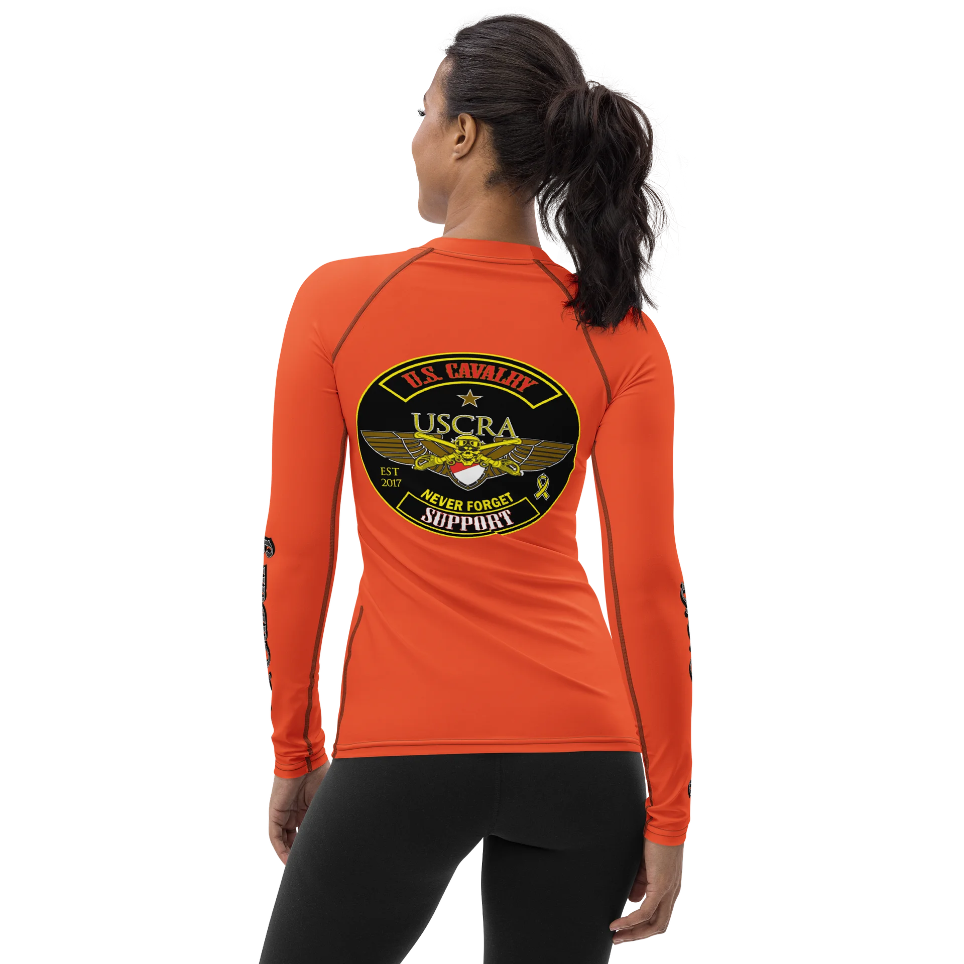 Women's USCRA Long Sleeve SUPPORT "Rash Guard"Tee Safety Orange product image (2)