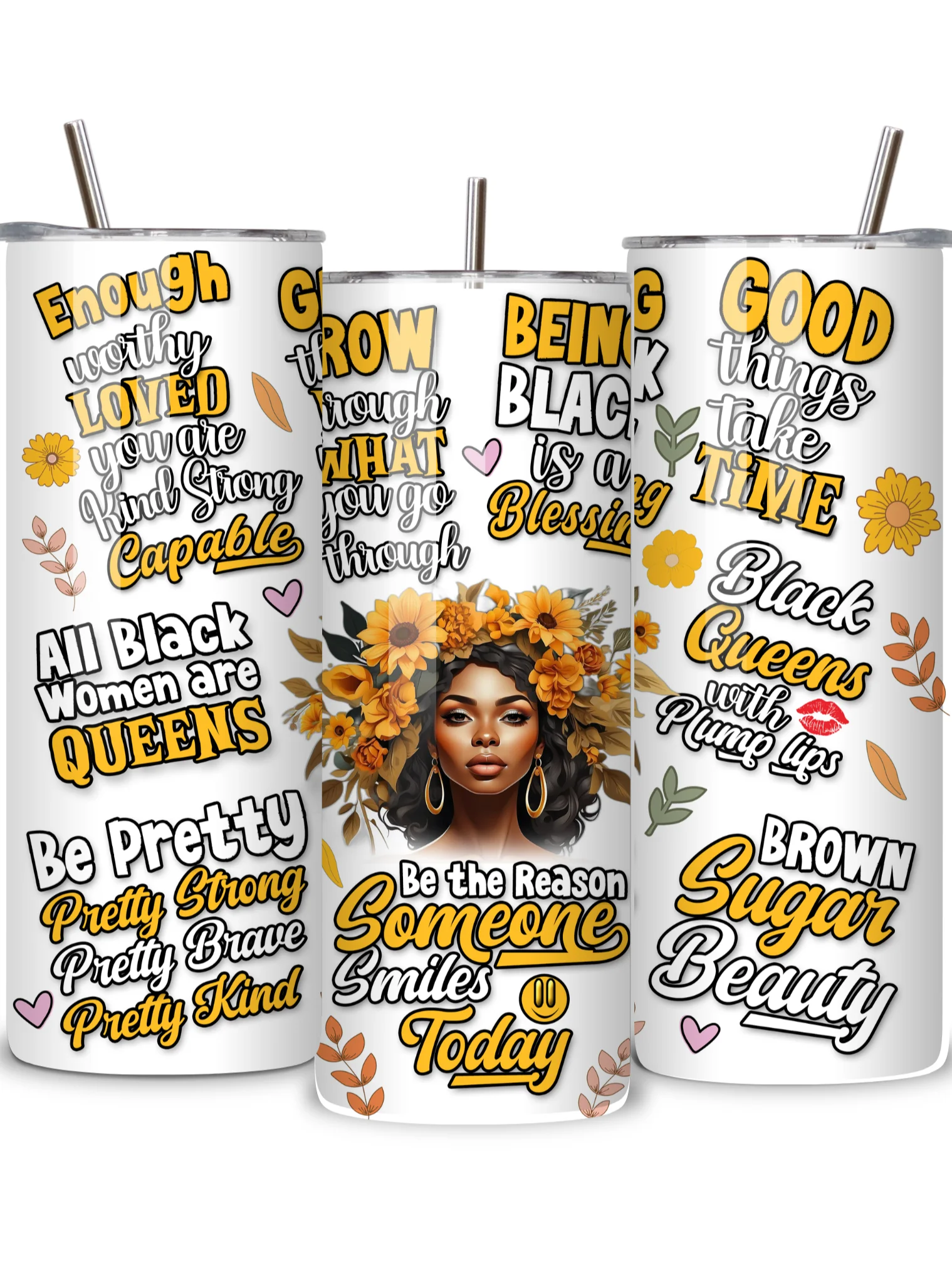 New ProductInspirational Quote Skinny Tumbler, 20oz, Black, Double-Walled Stainless Steel, Gift for Women product image (2)